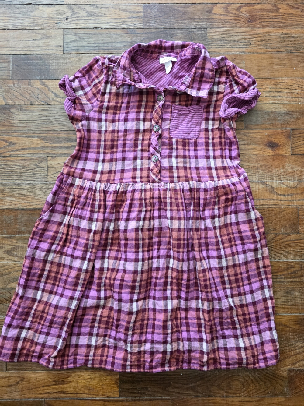 Cat & Jack Pink and Purple Plaid Short Sleeve Dress